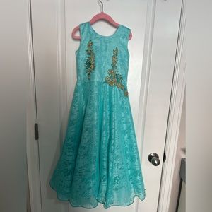 Sea blue 7-8 yr old gown.